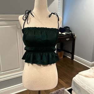 Satin emerald green princess Polly crop top